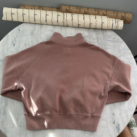 Abercrombie Sunday Essential Half Zip Sweatshirt in Biege - Picture 5 of 7